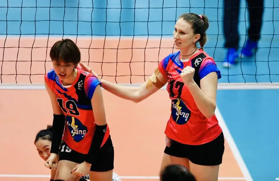 Tay đập Polina đang là người ghi điểm tốt nhất của Hóa chất Đức Giang tia sáng tại giải vô địch quốc gia 2023. Ảnh: DŨNG PHƯƠNG