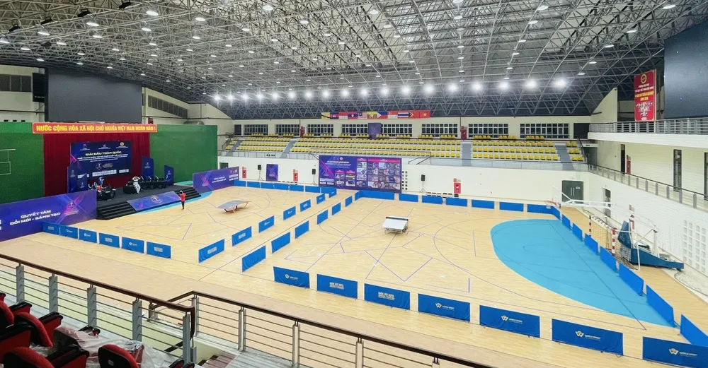 Sân đấu của giải được tổ chức tại Đại học TDTT Bắc Ninh. Ảnh: UPES1