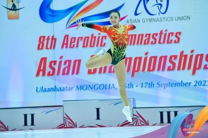 Trần Hà Vi đã thi đấu tại giải vô địch châu Á 2023 nhưng có mẫu thử dương tính với chất cấm. Ảnh: FIG