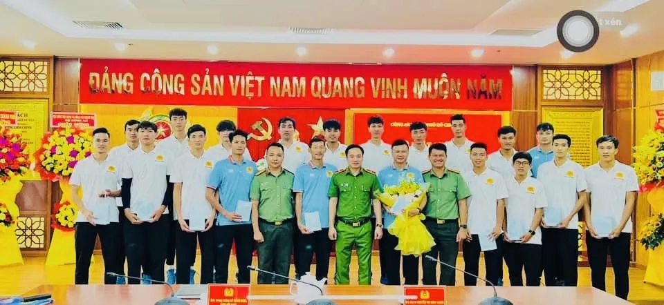 Đội nam Công an TPHCM có lực lượng cầu thủ mạnh ở giải hạng A toàn quốc năm nay. Ảnh: BCCATPHCM