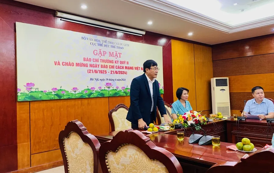Lãnh đạo Cục TDTT thông tin về sự chuẩn bị Olympic 2024. Ảnh: MINH MINH