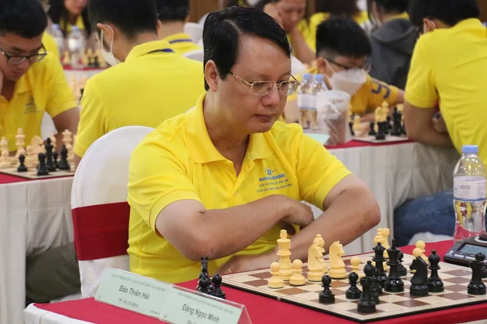 Đại kiện tướng Đào Thiên Hải đã có vị trí hạng 3 tại nội dung cờ Maruk tại giải vô địch quốc gia 2025. Ảnh: VNCHESS