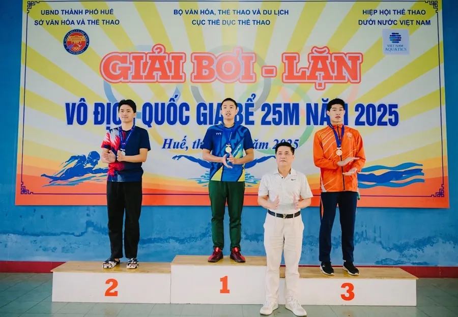 Nguyễn Thành Lộc tiếp tục là kình ngư có nhiều kết quả tốt cho đội lặn TPHCM tại giải năm nay. Ảnh: VASA