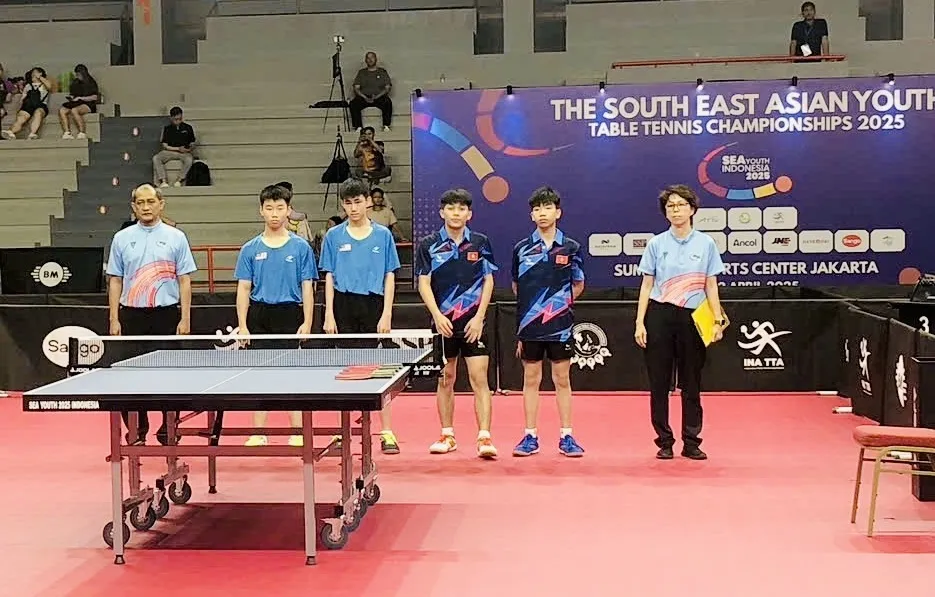 2 tay vợt của Việt Nam đã thi đấu trận chung kết đôi nam U15 tại giải đấu lần này. Ảnh: VTTF