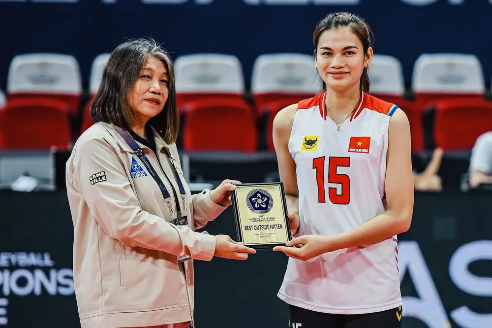 Vi Thị Như Quỳnh đã có danh hiệu Chủ công xuất sắc nhất tại giải đấu ở Philippines. Ảnh: PREMIERLEAGUE