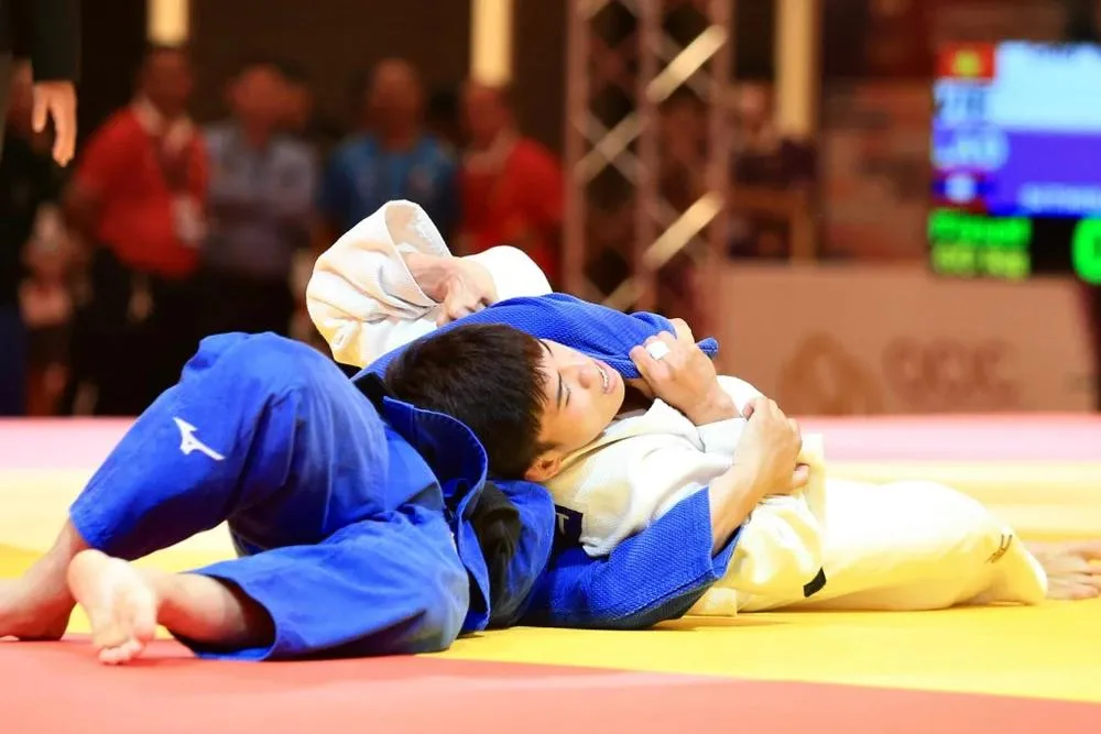 Võ sỹ judo Việt Nam bắt đầu thi đấu giải vô địch châu Á 2025 đang diễn ra ở Thái Lan. Ảnh: DŨNG PHƯƠNG