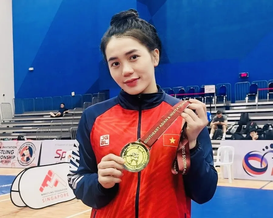 Tuyển thủ Nguyễn Thị Mỹ Hạnh đã giành HCV tại giải vô địch Đông Nam Á 2025. Ảnh: M.H