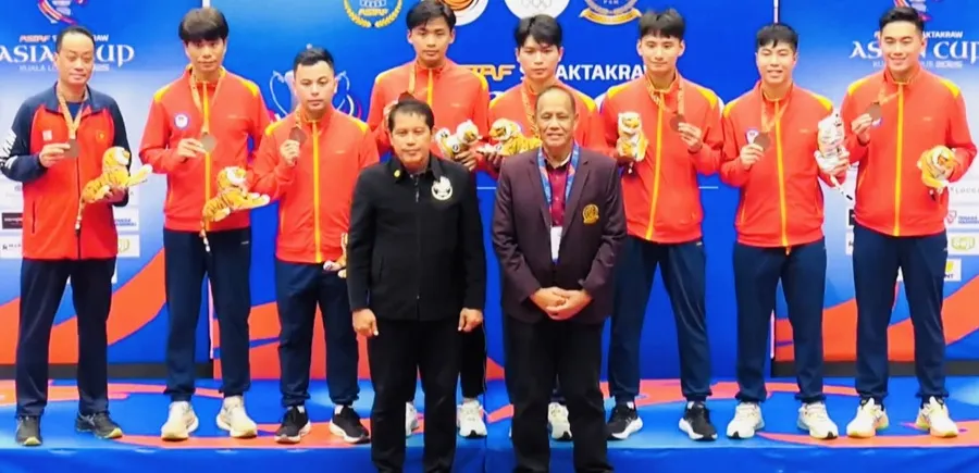 Đội cầu mây nam Việt Nam giành HCĐ nội dung đồng đội 4 người nam tại Cúp châu Á 2025. Ảnh: BTC