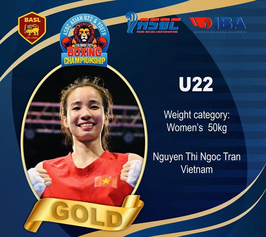 VĐV boxing trẻ Việt Nam có tấm HCV tại giải vô địch trẻ châu Á 2025. Ảnh: ASBC