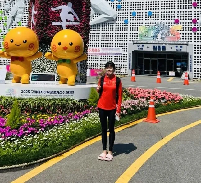 Tuyển thủ nhảy xa Vũ Thị Ngọc Hà đã có mặt tại Hàn Quốc chuẩn bị thi đấu giải vô địch châu Á 2025. Ảnh: NG.HÀ