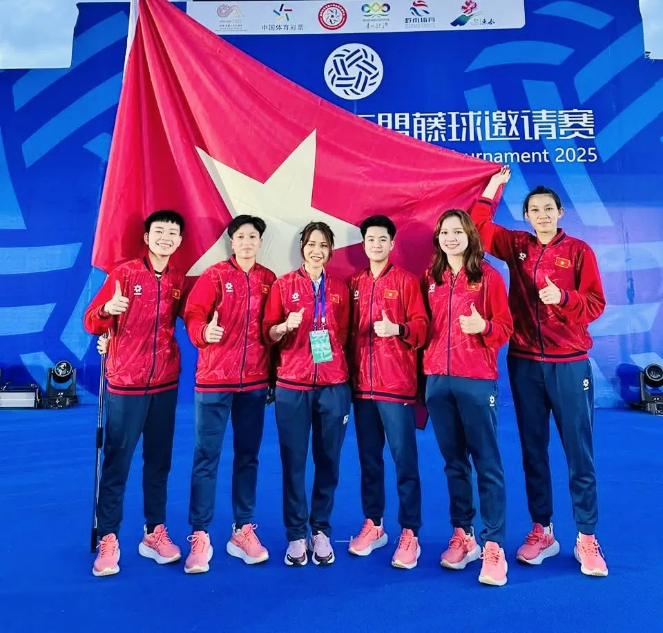 Đội cầu mây Việt Nam có kết quả 2 HCV trong thi đấu nội dung nữ tại giải vừa qua. Ảnh: VSTAF