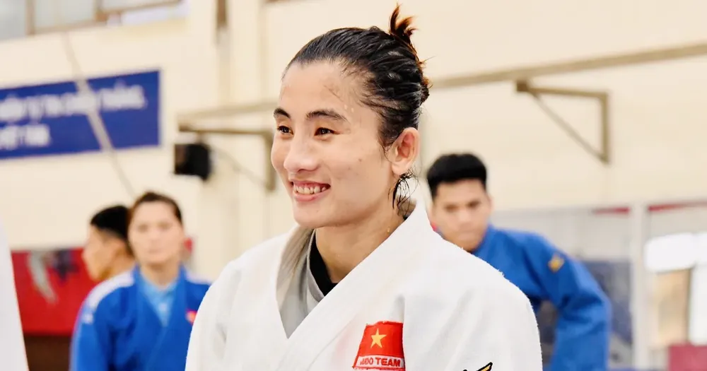 Hoàng Thị Tình đại diện cho đội tuyển judo Việt Nam dự giải vô địch thế giới 2025. Ảnh: MINH MINH