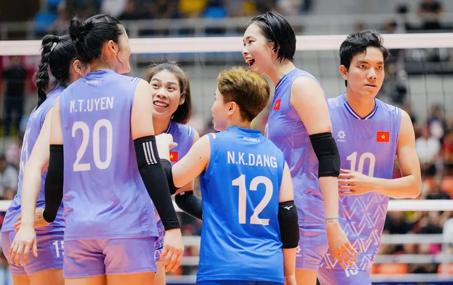 Đội tuyển bóng chuyền nữ Việt Nam đang giữ mạch toàn thắng trong các trận đã thi đấu. Ảnh: AVC