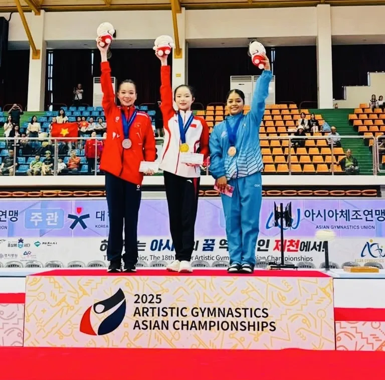 Tuyển thủ Quỳnh Như đã giành tấm HCB quý giá cho đội TDDC nữ Việt nam tại giải châu Á 2025. Ảnh: AGU