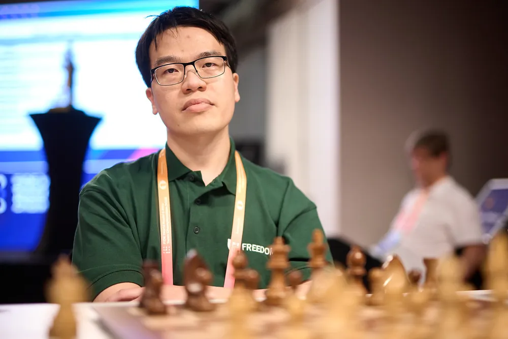 Đại kiện tướng Lê Quang Liêm đang thi đấu ở London (Anh). Ảnh: FIDE