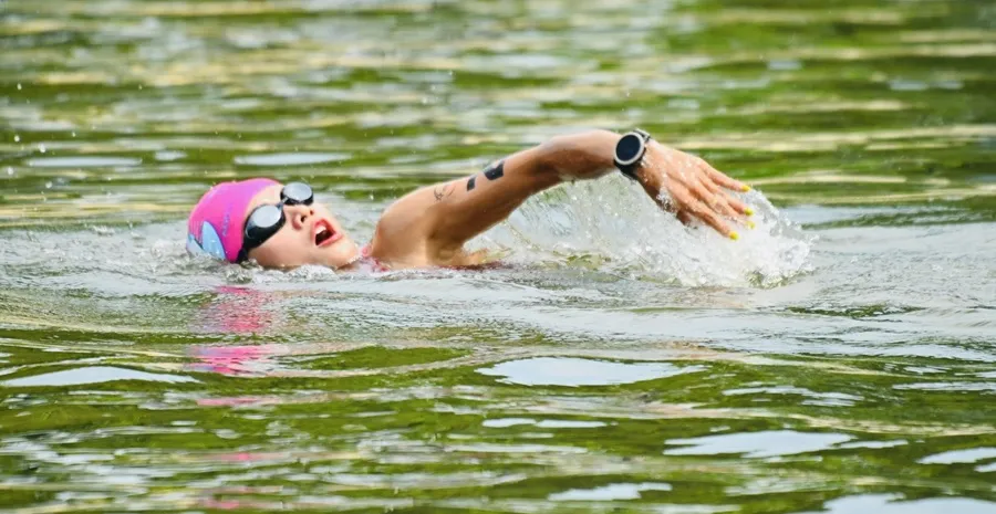 Các VĐV đang thi đấu giải triathlon vô địch câu lạc bộ quốc gia 2025 ở Bà Rịa-Vũng Tàu. Ảnh: ENJOYSPORT