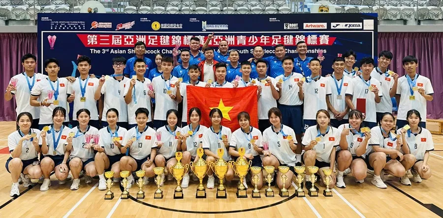 Đội đá cầu Việt Nam giành 7 HCV trong hệ vô địch tại giải vô địch châu Á 2025. Ảnh: MINH MINH