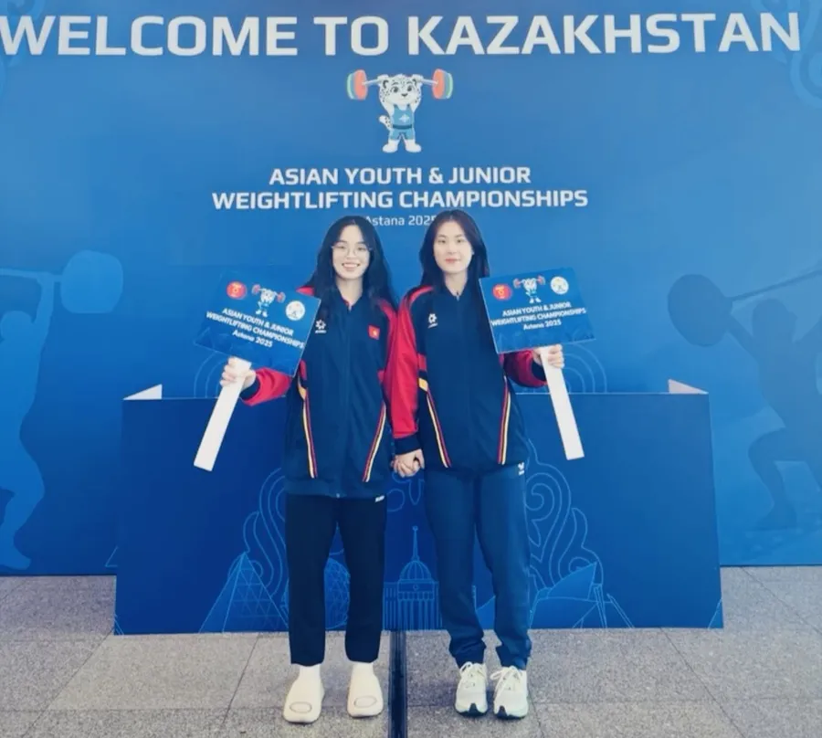 VĐV cử tạ trẻ Việt Nam đang có mặt thi đấu giải ở Kazakhstan. Ảnh: CUTAVN