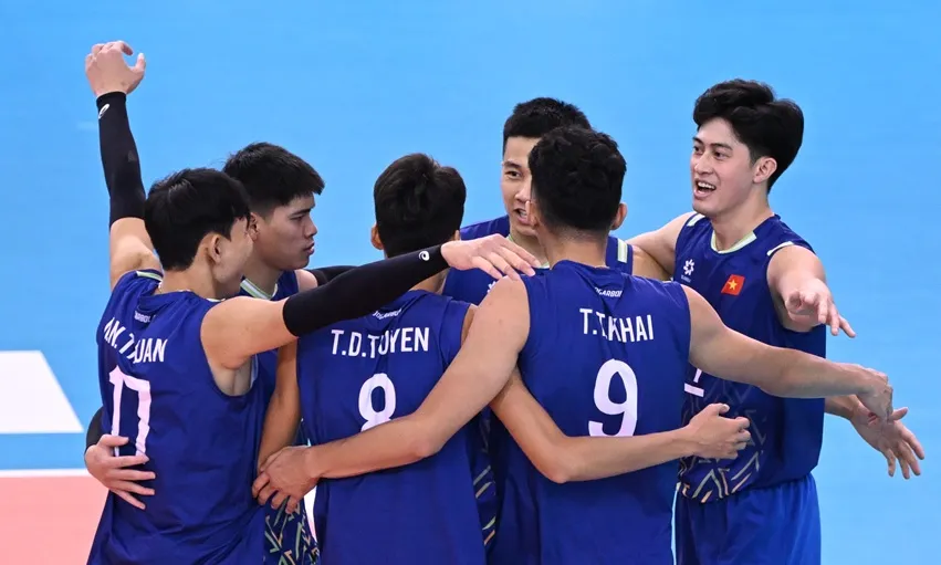 Cầu thủ bóng chuyền nam Việt Nam đã hoàn tất thi đấu các trận tại lượt đầu giải SEA V.League 2025 ở Philippines. Ảnh: AVC