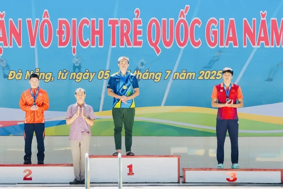 VĐV lặn trẻ của TPHCM đã thi đấu đạt kết quả tốt để dẫn đầu toàn giải năm nay. Ảnh: VASA