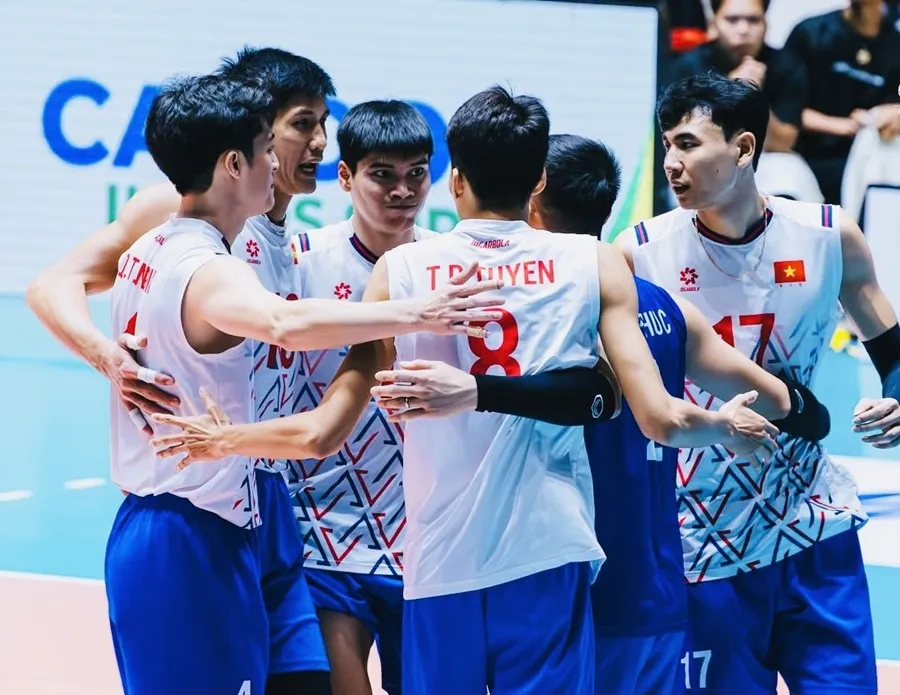 Đội tuyển bóng chuyền nam Việt Nam tiếp tục vượt qua đội Thái Lan ở chặng 2 giải SEA V.League 2025. Ảnh: SEAVLEAGUE