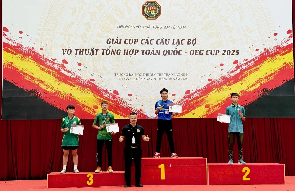 Võ sĩ An Duy của đội MMA Trung tâm TDTT TPHCM giành HCV tại giải năm nay. Ảnh: MINH MINH