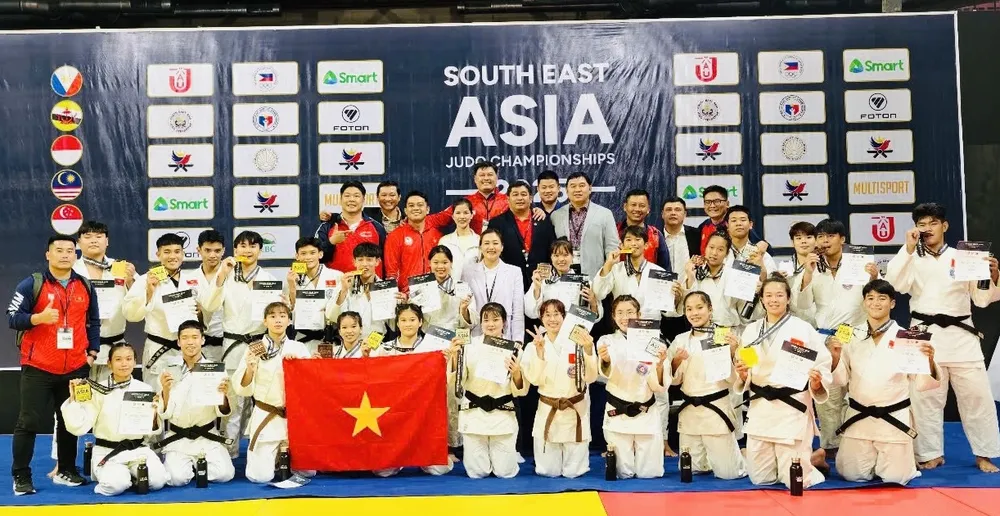 Đội judo Việt Nam thi đấu có kết quả tốt nhất tại giải vô địch trẻ, vô địch Đông Nam Á 2025. Ảnh: NGUYỄN HỮU