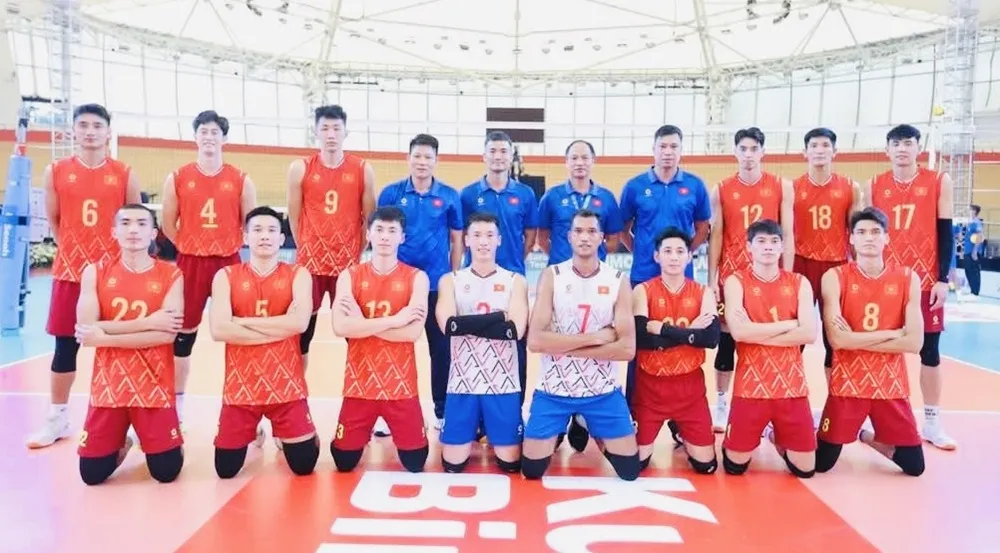Đội tuyển bóng chuyền nam Việt Nam tại chặng 2 SEA V.League 2025. Ảnh: SEAVLEAGUE