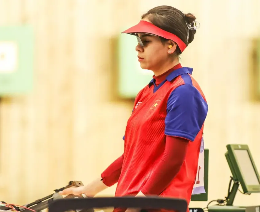 Xạ thủ của đội tuyển bắn súng Việt Nam tập trung chuẩn bị tốt nhất chuyên môn để tới Thái Lan thi đấu. Ảnh: BANSUNGVN