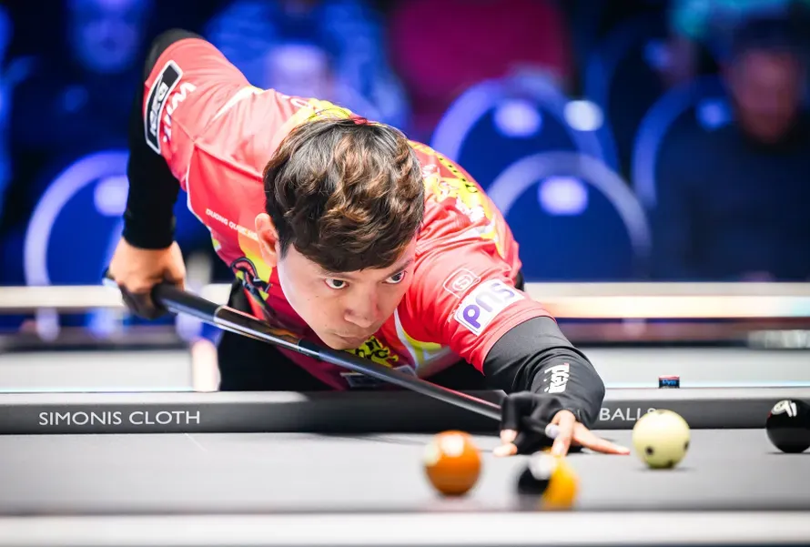 Cơ thủ Dương Quốc Hoàng đã lọt vào nhóm 64 cơ thủ mạnh nhất tại giải pool 9 bi thế giới 2025. Ảnh: MATCHROOM