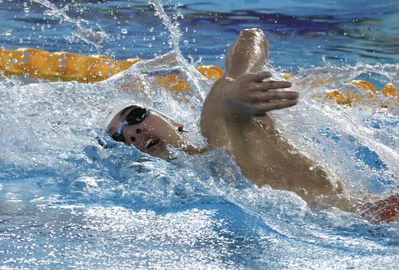 Nguyễn Huy Hoàng tham dự giải bơi vô địch đường dài Đông Nam Á 2025 ở Thái Lan. Ảnh: ĐOÀN TTVN