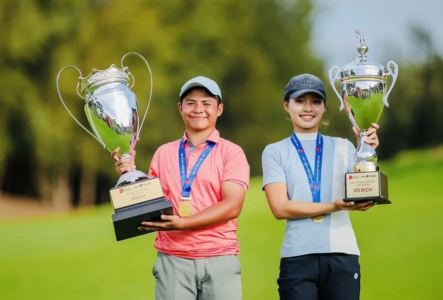 Tuấn Anh và Chúc An sẽ trong thành phần đội tuyển golf dự Đại hội thể thao trẻ châu Á 2025. Ảnh: VGA