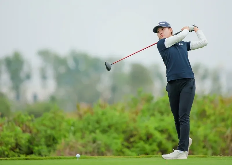 Lê Chúc An là thành viên đội tuyển golf nữ Việt Nam tham dự giải đồng đội tại Singapore. Ảnh: VGA