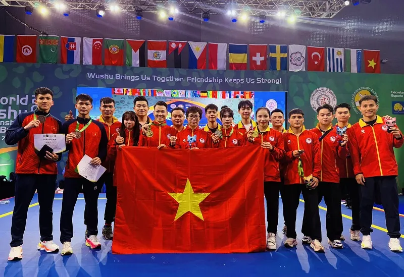 Nhiều tuyển thủ từng tham dự giải wushu thế giới 2025 sẽ chuẩn bị SEA Games 33-2025 thời điểm hiện tại. Ảnh: MINH MINH