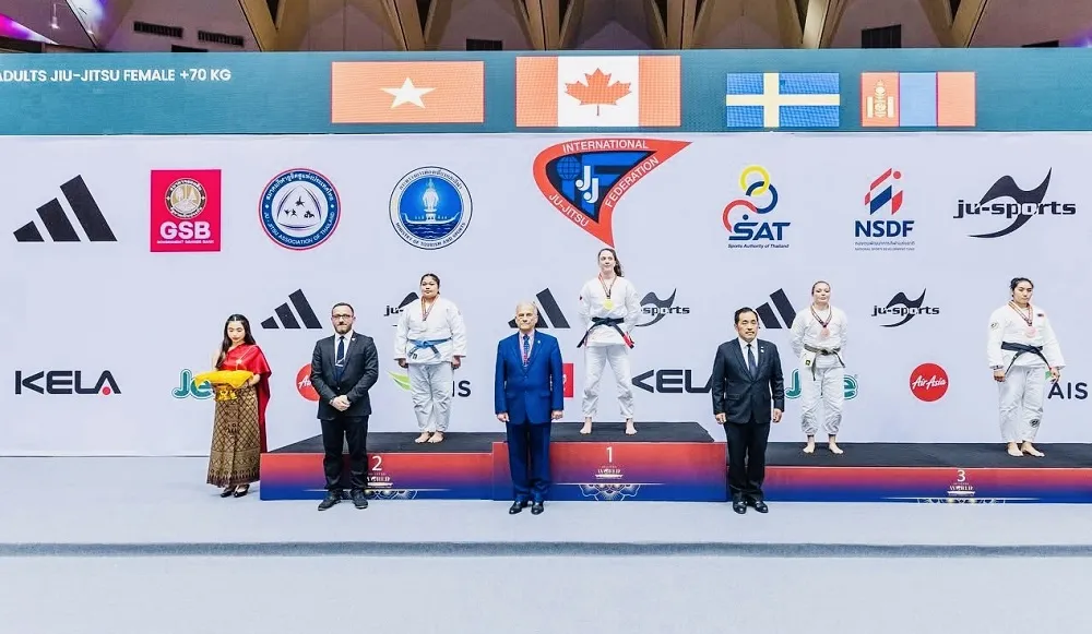 Tuyển thủ Thanh Trúc vừa tham dự giải vô địch thế giới 2025 và đạt các kết quả huy chương. Ảnh: WORLD JUJITSU