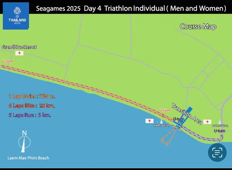Một trong những lộ trình thi đấu nội dung triathlon cá nhân nam, nữ đã được công bố ở môn triathlon SEA Games 33-2025. Ảnh: MINH CHIẾN