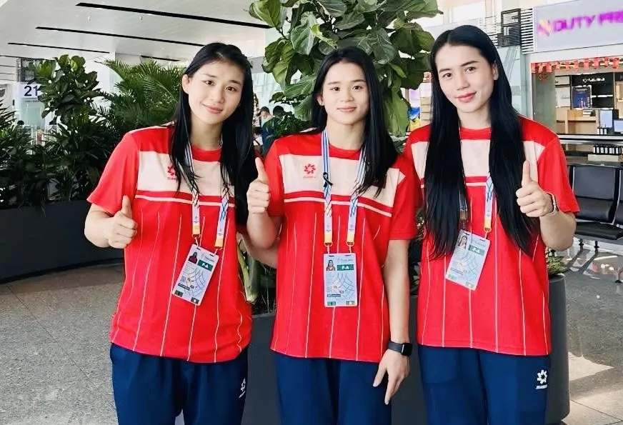 3 chị em gái Mỹ Trang, Mỹ Linh, Mỹ Hạnh tham dự SEA Games 33-2025 tại Thái Lan. Ảnh: M.TRANG