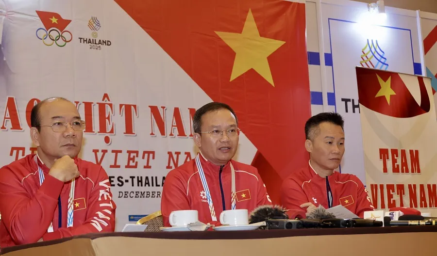 Lãnh đạo Đoàn thể thao Việt Nam đã có những đánh giá sơ bộ về các kết quả đạt được tới thời điểm này. Ảnh: DŨNG PHƯƠNG