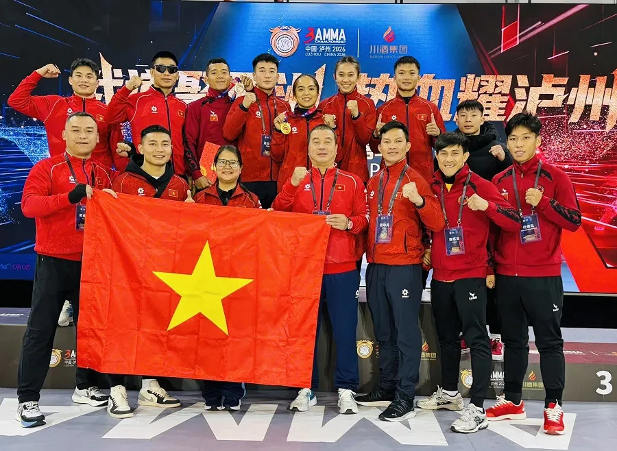 Đội tuyển võ thuật tổng hợp Việt Nam thi đấu giải vô địch châu Á 2026. Ảnh: TỐNG HÒA
