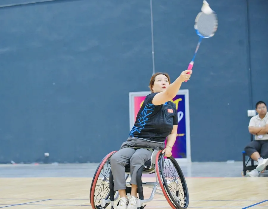 VĐV thể thao người khuyết tật Việt Nam tập luyện chuẩn bị trước thi đấu chính thức. Ảnh: THÁI DƯƠNG