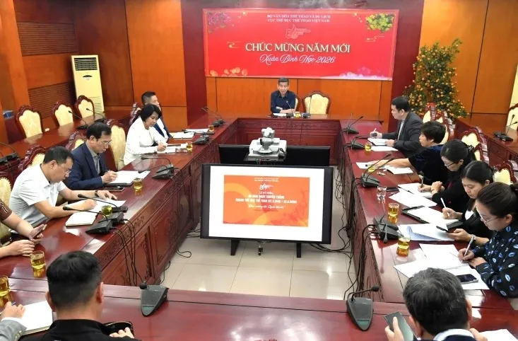 Lãnh đạo Cục TDTT Việt Nam làm việc với các bộ phận chuyên môn. Ảnh: CỤC TDTT Việt Nam