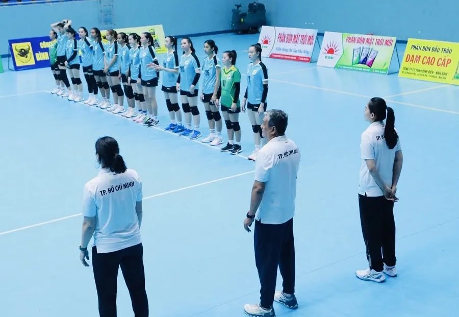 Đội bóng chuyền nữ TPHCM đang tranh tài tại Đắk Lắk. Ảnh: VTVBĐLA