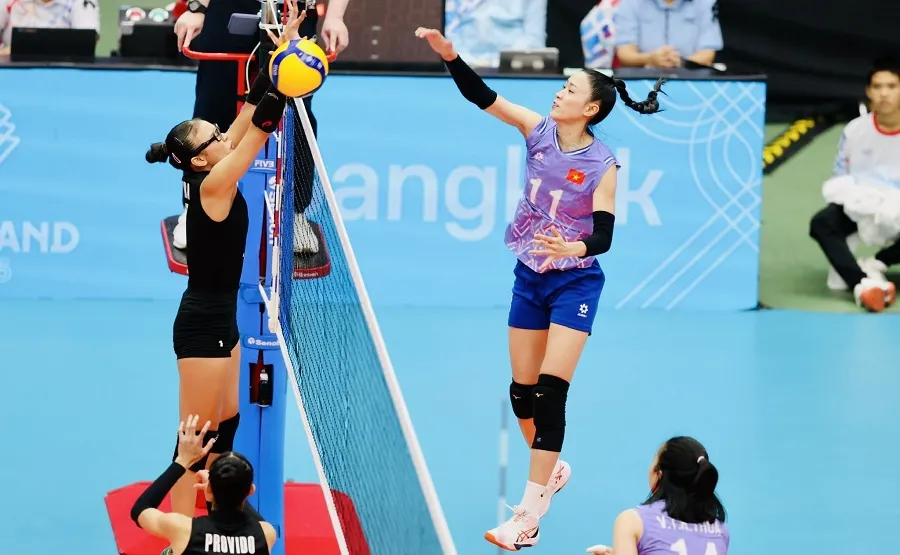 Hoàng Thị Kiều Trinh đã thi đấu hiệu quả ở SEA Games 33-2025 và giành HCB cùng đội tuyển bóng chuyền nữ Việt Nam. Ảnh: DŨNG PHƯƠNG
