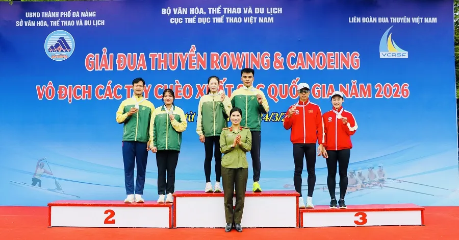 VĐV canoeing TPHCM giành được các kết quả tốt tại giải đấu đang diễn ra ở Đà Nẵng. Ảnh: VCRSF