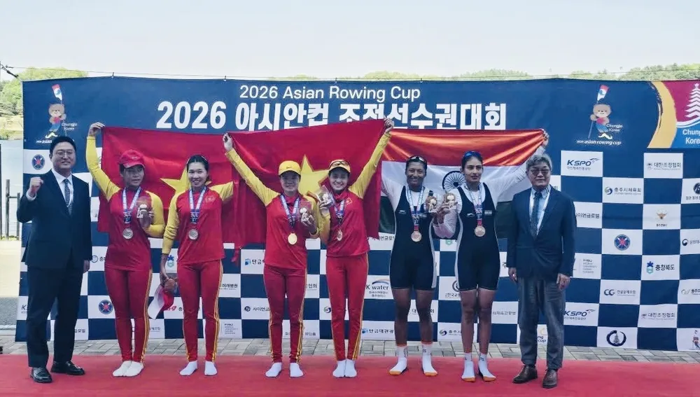 Đội rowing Việt Nam đã kết thúc Cúp châu Á 2026 với 4 tấm HCV. Ảnh: ASIAN ROWING