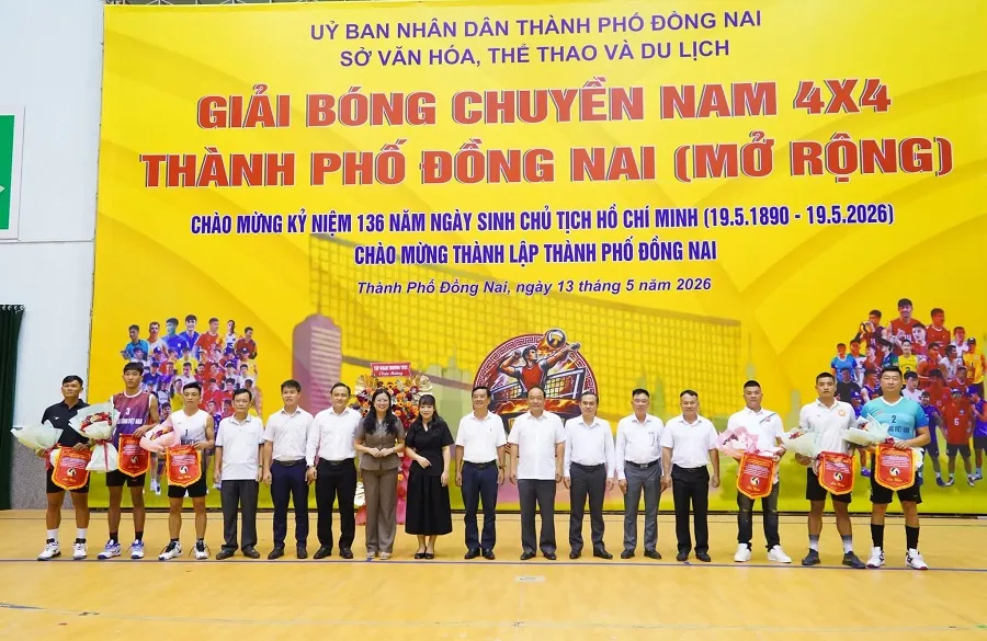 Giải bóng chuyền nam 4x4 thành phố Đồng Nai mở rộng năm 2026 đã được khởi tranh. Ảnh: SAO VÀNG VN