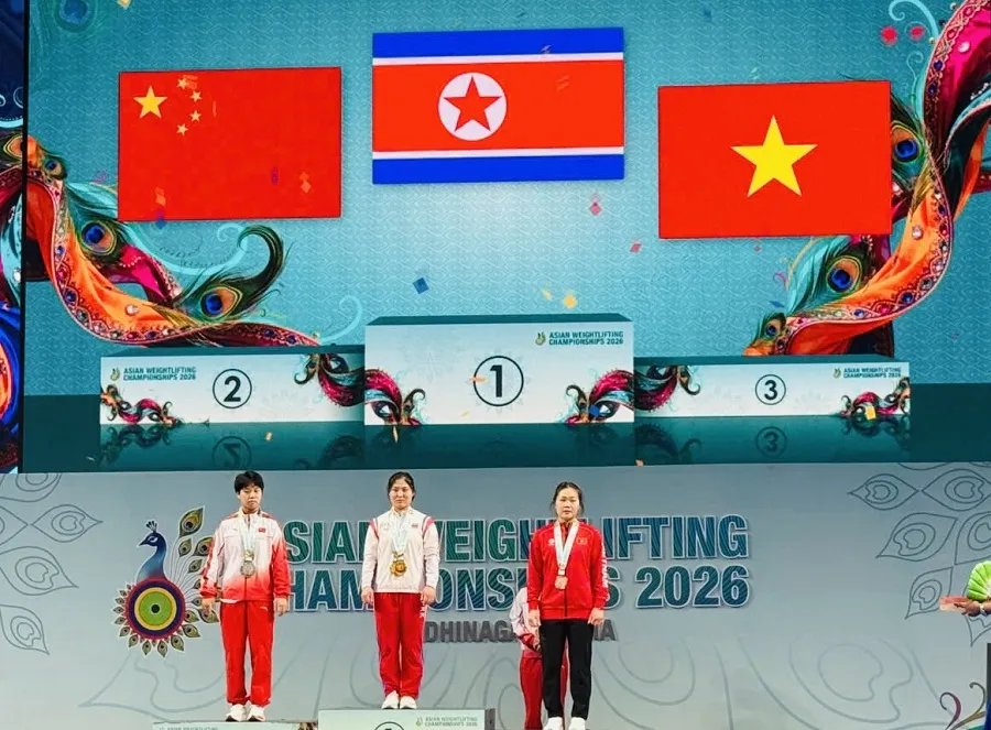 Tuyển thủ Quàng Thị Tâm giành được HCĐ tại giải cử tạ châu Á 2026. Ảnh: MINH MINH