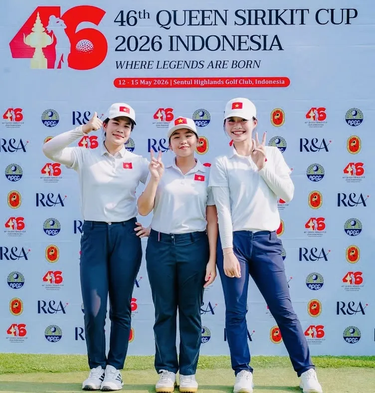Lê Chúc An và đội tuyển golf nữ Việt Nam đã hoàn thành chương trình thi đấu tại giải. Ảnh: VGA