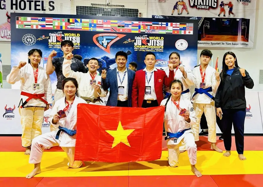 Đội tuyển jujitsu Việt Nam đứng nhất toàn đoàn tại Thổ Nhĩ Kỳ năm nay. Ảnh: TIẾN BÙI