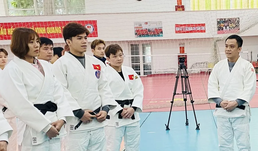 Võ sĩ judo Việt Nam tập trung hướng tới giành kết quả tốt tại giải Đông Nam Á 2026 tổ chức ở Bắc Ninh. Ảnh: MINH CHIẾN